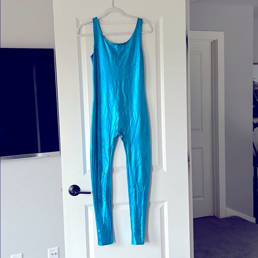 Women's Turquoise Metallic Unitard Doll Costume
